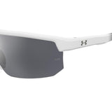 Under Armour Mens Silver Mirror Lens White Grey Rectangular Sunglasses with 100% UV Protection