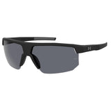 Under Armour Mens Grey Polarized Lens Matte Black Grey Rectangular Sunglasses with 100% UV Protection