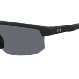 Under Armour Mens Grey Polarized Lens Matte Black Grey Rectangular Sunglasses with 100% UV Protection