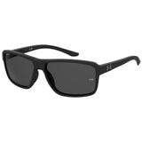 Under Armour Mens Grey Polarized Lens Matte Black Rectangular Sunglasses with 100% UV Protection