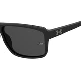 Under Armour Mens Grey Polarized Lens Matte Black Rectangular Sunglasses with 100% UV Protection