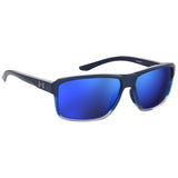 Under Armour Mens Blue Multilayer Lens Blue Shaded Grey Rectangular Sunglasses with 100% UV Protection
