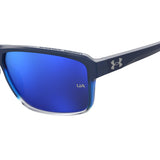 Under Armour Mens Blue Multilayer Lens Blue Shaded Grey Rectangular Sunglasses with 100% UV Protection