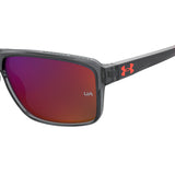 Under Armour Mens Grey Infrared Lens Grey Red Rectangular Sunglasses with 100% UV Protection