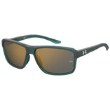 Under Armour Mens Copper Mirror Lens Crystal Teal Rectangular Sunglasses with 100% UV Protection