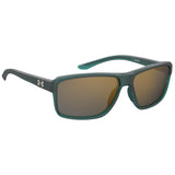 Under Armour Mens Copper Mirror Lens Crystal Teal Rectangular Sunglasses with 100% UV Protection