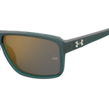 Under Armour Mens Copper Mirror Lens Crystal Teal Rectangular Sunglasses with 100% UV Protection
