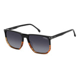 Carrera Mens Dark Grey Shaded Lens Black Havana Rectangular Sunglasses with 100% UV Protection