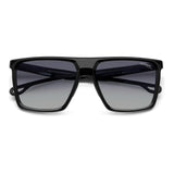 Carrera Mens Grey Shaded Polarized Lens Black Rectangular Sunglasses with 100% UV Protection