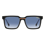 Carrera Mens Dk Blue Shaded Lens Black Crystal Rectangular Sunglasses with 100% UV Protection