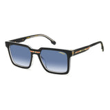 Carrera Mens Dk Blue Shaded Lens Black Crystal Rectangular Sunglasses with 100% UV Protection