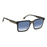 Carrera Mens Dk Blue Shaded Lens Black Crystal Rectangular Sunglasses with 100% UV Protection