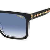 Carrera Mens Dk Blue Shaded Lens Black Crystal Rectangular Sunglasses with 100% UV Protection
