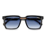 Carrera Mens Dk Blue Shaded Lens Black Crystal Rectangular Sunglasses with 100% UV Protection