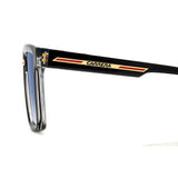 Carrera Mens Dk Blue Shaded Lens Black Crystal Rectangular Sunglasses with 100% UV Protection