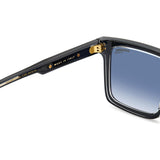 Carrera Mens Dk Blue Shaded Lens Black Crystal Rectangular Sunglasses with 100% UV Protection