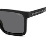Carrera Mens Grey Polarized Lens Black Rectangular Sunglasses with 100% UV Protection