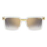 Carrera Mens Grey Shaded Gold Mirror Lens Crystal Rectangular Sunglasses with 100% UV Protection