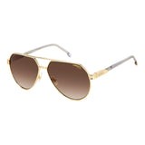 Carrera Mens Brown Shaded Lens Gold Grey Pilot Sunglasses with 100% UV Protection