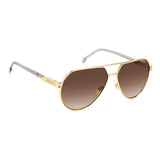 Carrera Mens Brown Shaded Lens Gold Grey Pilot Sunglasses with 100% UV Protection