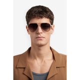 Carrera Mens Brown Shaded Lens Gold Grey Pilot Sunglasses with 100% UV Protection