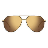 Carrera Mens Gold High Contrast Polarized Antireflex Lens Matte Black Gold Pilot Sunglasses with 100% UV Protection