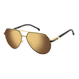 Carrera Mens Gold High Contrast Polarized Antireflex Lens Matte Black Gold Pilot Sunglasses with 100% UV Protection