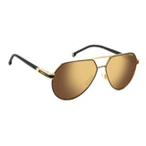Carrera Mens Gold High Contrast Polarized Antireflex Lens Matte Black Gold Pilot Sunglasses with 100% UV Protection