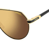 Carrera Mens Gold High Contrast Polarized Antireflex Lens Matte Black Gold Pilot Sunglasses with 100% UV Protection