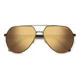 Carrera Mens Gold High Contrast Polarized Antireflex Lens Matte Black Gold Pilot Sunglasses with 100% UV Protection