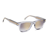Carrera Mens Grey Shaded Gold Mirror Lens Grey Rectangular Sunglasses with 100% UV Protection