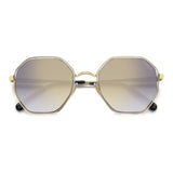 Carrera Womens Grey Gold Mirror Lens Grey Round Sunglasses with 100% UV Protection -206826KB753FQ