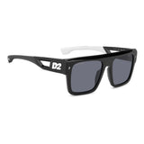 Dsquared2 Mens Grey Lens Black White Rectangular Sunglasses with 100% UV Protection.