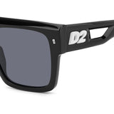 Dsquared2 Mens Grey Lens Black White Rectangular Sunglasses with 100% UV Protection.