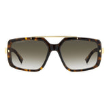 Dsquared2 Mens Green Shaded Lens Havana Rectangular Sunglasses with 100% UV Protection.