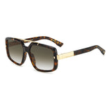 Dsquared2 Mens Green Shaded Lens Havana Rectangular Sunglasses with 100% UV Protection.