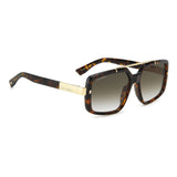 Dsquared2 Mens Green Shaded Lens Havana Rectangular Sunglasses with 100% UV Protection.
