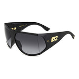 Dsquared2 Mens Dark Grey Shaded Lens Black Gold Rectangular Sunglasses with 100% UV Protection.