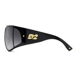 Dsquared2 Mens Dark Grey Shaded Lens Black Gold Rectangular Sunglasses with 100% UV Protection.