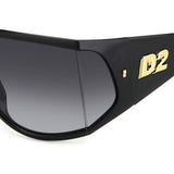 Dsquared2 Mens Dark Grey Shaded Lens Black Gold Rectangular Sunglasses with 100% UV Protection.