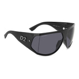 Dsquared2 Mens Grey Lens Black Dark Ruthenium Rectangular Sunglasses with 100% UV Protection.
