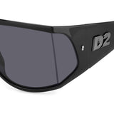 Dsquared2 Mens Grey Lens Black Dark Ruthenium Rectangular Sunglasses with 100% UV Protection.