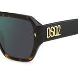 Dsquared2 Mens Green Mirror Lens Havana Pattern Square Sunglasses with 100% UV Protection.