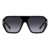 Dsquared2 Mens Dark Grey Shaded Lens Black Square Sunglasses with 100% UV Protection.