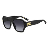 Dsquared2 Mens Dark Grey Shaded Lens Black Square Sunglasses with 100% UV Protection.