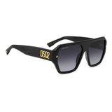 Dsquared2 Mens Dark Grey Shaded Lens Black Square Sunglasses with 100% UV Protection.