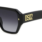 Dsquared2 Mens Dark Grey Shaded Lens Black Square Sunglasses with 100% UV Protection.