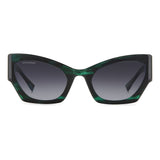 Dsquared2 Womens Dark Grey Shaded Lens Green Horn Cat eye Sunglasses with 100% UV Protection.