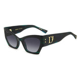 Dsquared2 Womens Dark Grey Shaded Lens Green Horn Cat eye Sunglasses with 100% UV Protection.