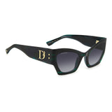 Dsquared2 Womens Dark Grey Shaded Lens Green Horn Cat eye Sunglasses with 100% UV Protection.